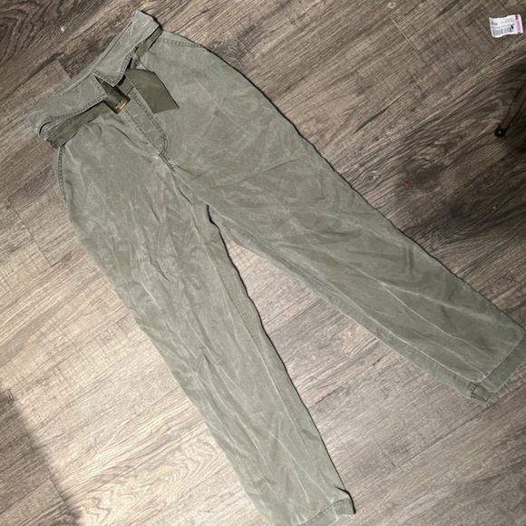 Express Women 00 Olive Green High Waist Belt FoldOver Pant Buckle Pocket - Picture 5 of 6